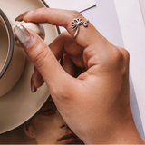 925 Sterling Silver Lotus Flower Adjustable Ring