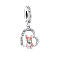 925 Silver Love You Forever Dog Hanging Charm - 33 Options