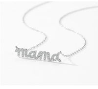 925 Sterling Silver Pave Setting CZ mama Necklace - 2 Colours