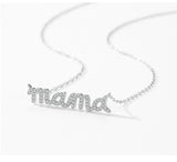 925 Sterling Silver Pave Setting CZ mama Necklace - 2 Colours