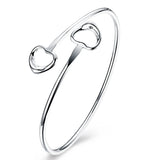 925 Sterling Silver Double Heart Open Bangle
