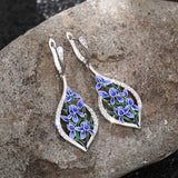 Fashion Blue Flower Dangle Earrings