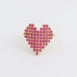 Fashion Big Heart Crystal Adjustable Ring - 3 Colours