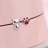 925 Sterling Silver Epoxy Cat/Paw Studs