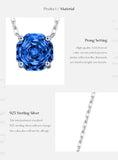 925 Sterling Silver Rose Cut Royal Blue CZ Octagon Necklace - 2 Options