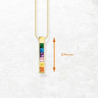 925 Sterling Silver Rainbow CZ Necklace - 2 Options