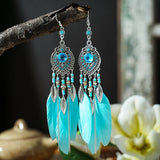 Fashion Boho Feather Long Tassel Drop Earrings - 9 Colours