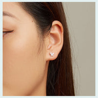 925 Sterling Silver Pink Butterfly Stud Earrings