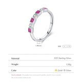 925 Sterling Silver Square Cubic Zirconia Stackable Ring - 2 Colours