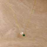 Stainless Steel Imitation Pearl/Birthstone Pendant Necklace - 12 Options