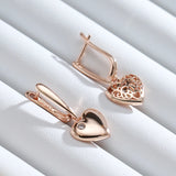 Fashion Rose Gold Colour Heart Drop Earrings