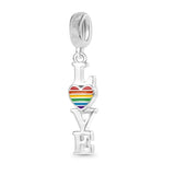 925 Sterling Silver Rainbow Love/Family Hanging Charm - 4 Options
