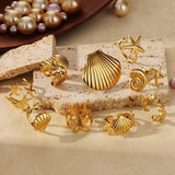 Stainless Steel Sea Themed Gold Coloured Adjustable Ring - 30 Options