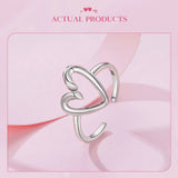 925 Sterling Silver Simple Heart Open Ring