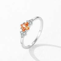 925 Sterling Silver Geometric Champagne & Clear Ring