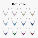 925 Sterling Silver Birthstone Heart Necklace - 12 Options