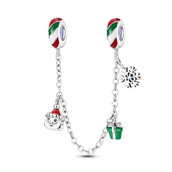 925 Sterling Silver Christmas Safety Chain Charm
