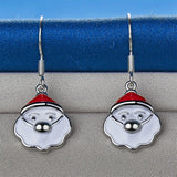 925 Sterling Silver Cute Santa Hanging Earrings