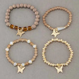 4Pcs Butterfly Beaded Bracelet Set - 7 Colours