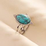 Stainless Steel Turquoise Colour Open Ring - 56 Options