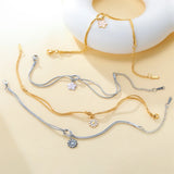 Stainless Steel Flower Knot Double Snake Chain Bracelet - 10 Options