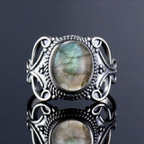 925 Sterling Silver Natural Labradorite Ring - 27 Options