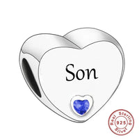 925 Silver Pink CZ Family Heart Charm - 50 Options