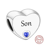 925 Silver Pink CZ Family Heart Charm - 50 Options