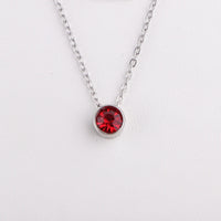 Stainless Steel Round Birthstone Pendant Necklace - 2 Colours - 12 Options