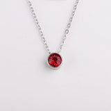 Stainless Steel Round Birthstone Pendant Necklace - 2 Colours - 12 Options