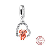 925 Silver Love You Forever Dog Hanging Charm - 33 Options