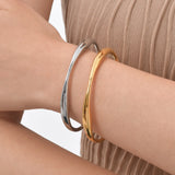 Stainless Steel Minimalist Open Cuff Bangle - 2 Colours