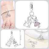 925 Sterling Silver Little Girl and Her Dog Hanging Charm
