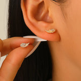 Stainless Steel Micro-inlay CZ Wings Stud Earrings - 2 Colours