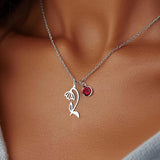 Stainless Steel Birthstone Birth Flower Necklace - 12 Options