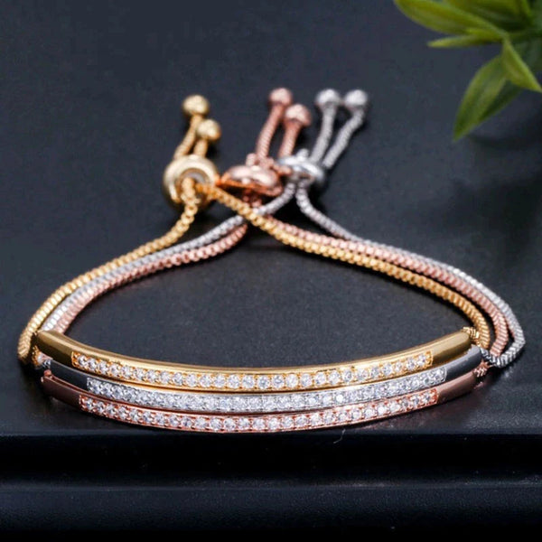 Fashion Adjustable Bolo CZ Bracelet - 3 Colours