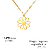 Stainless Steel Hollow Sunflower Necklace - 4 Options