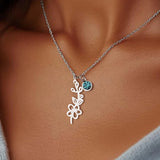 Stainless Steel Birthstone Birth Flower Necklace - 12 Options
