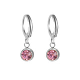 Stainless Steel Birthstone Hoop Earrings - 2 Colours - 12 Options