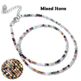 Fashion Faceted 2mm Natural Stone Bead Necklace - 31 Options
