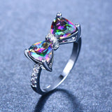 925 Sterling Silver Bowknot Cubic Zirconia Ring - Clear/Multi Option