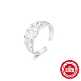 925 Sterling Silver Hollow Adjustable Toe Ring - 6 Options