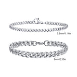 Stainless Steel 2pcs Mixed Link Bracelet Set - 12 Options - 3 Lengths