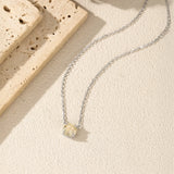 925 Sterling Silver Rose Cut Light Yellow CZ Octagon Necklace - 2 Options