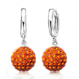 925 Sterling Silver Pave Disco Ball Hoop Lever back Earrings - 9 Colours
