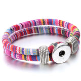 18mm Printed Rope or Plain Leather Snap Bracelet - 41 Options