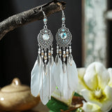 Fashion Boho Feather Long Tassel Drop Earrings - 9 Colours