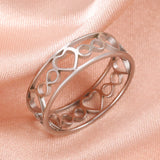 Stainless Steel Hollow Heart Ring - 2 Colours