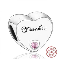 925 Silver Pink CZ Family Heart Charm - 50 Options