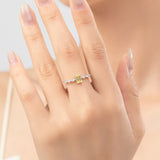 925 Sterling Silver Emerald Cut Pink or Yellow CZ Ring